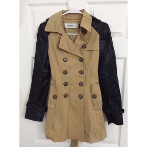 🔥LASTDAY🔥Trench coat with faux leather sleeves